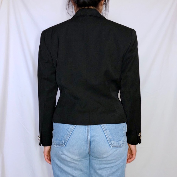 Vintage 80s ATTA Black Cropped Blazer Sz XS-S - Picture 3 of 3